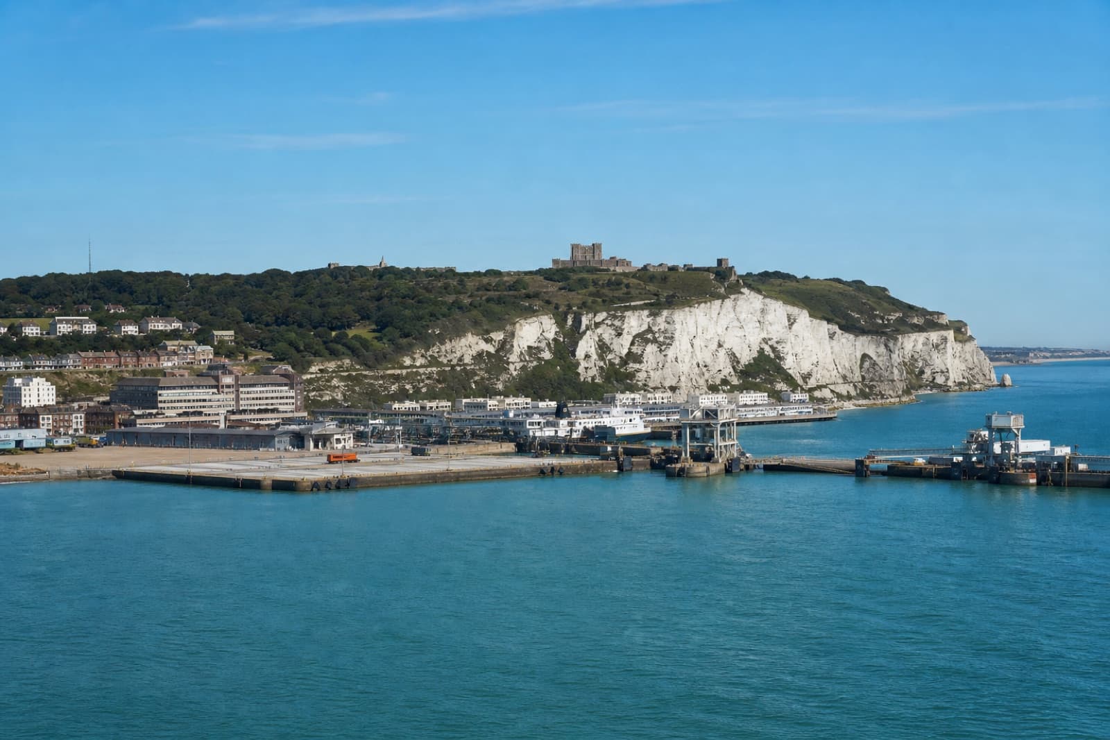 White Cliffs and harbour at Dover, Kent